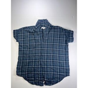Madewell Plaid Shirt Bundle Womens XS Navy Blue Green Flannel Popover Tops